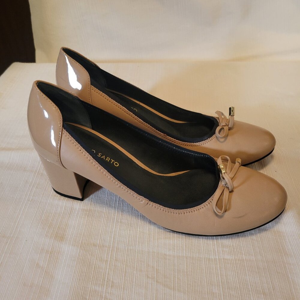 Franco Sarto Rose Beige Chunky Heel - 11
